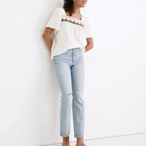 The Petite High-Rise Slim Crop Boyjean in Dumas Wash: Ripped Edition